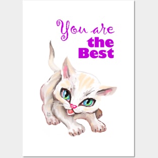 Sweet cute white kitten best friend. Love you cat. Posters and Art